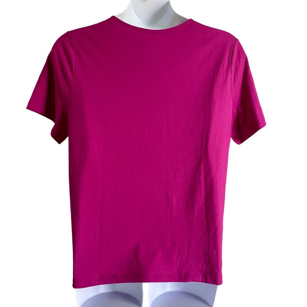 Coral Bay Woman 1X Fuchsia Top With Rhinestone Embellished V-Neck NEW - Picture 9 of 9
